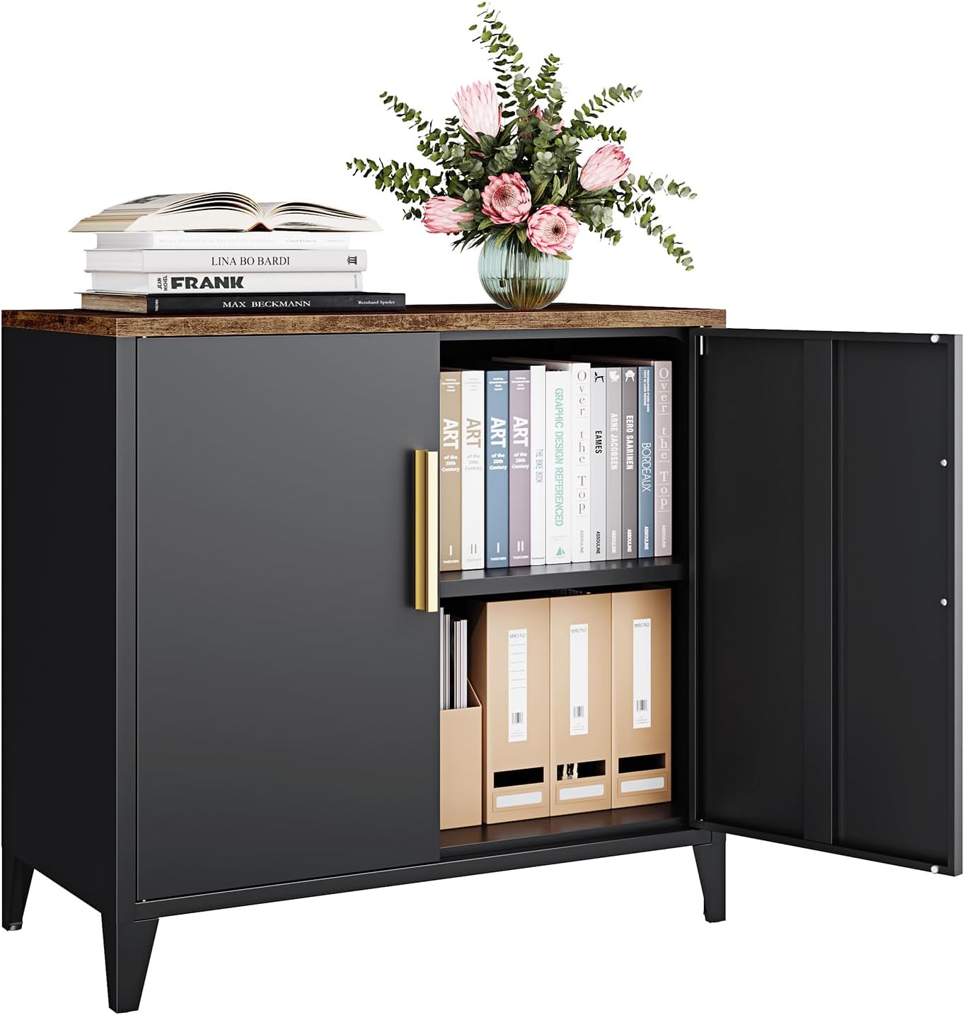 Office Furniture Credenza - Metall-Aufbewahrungsschrank mit Türen und Regalen, Kleines
