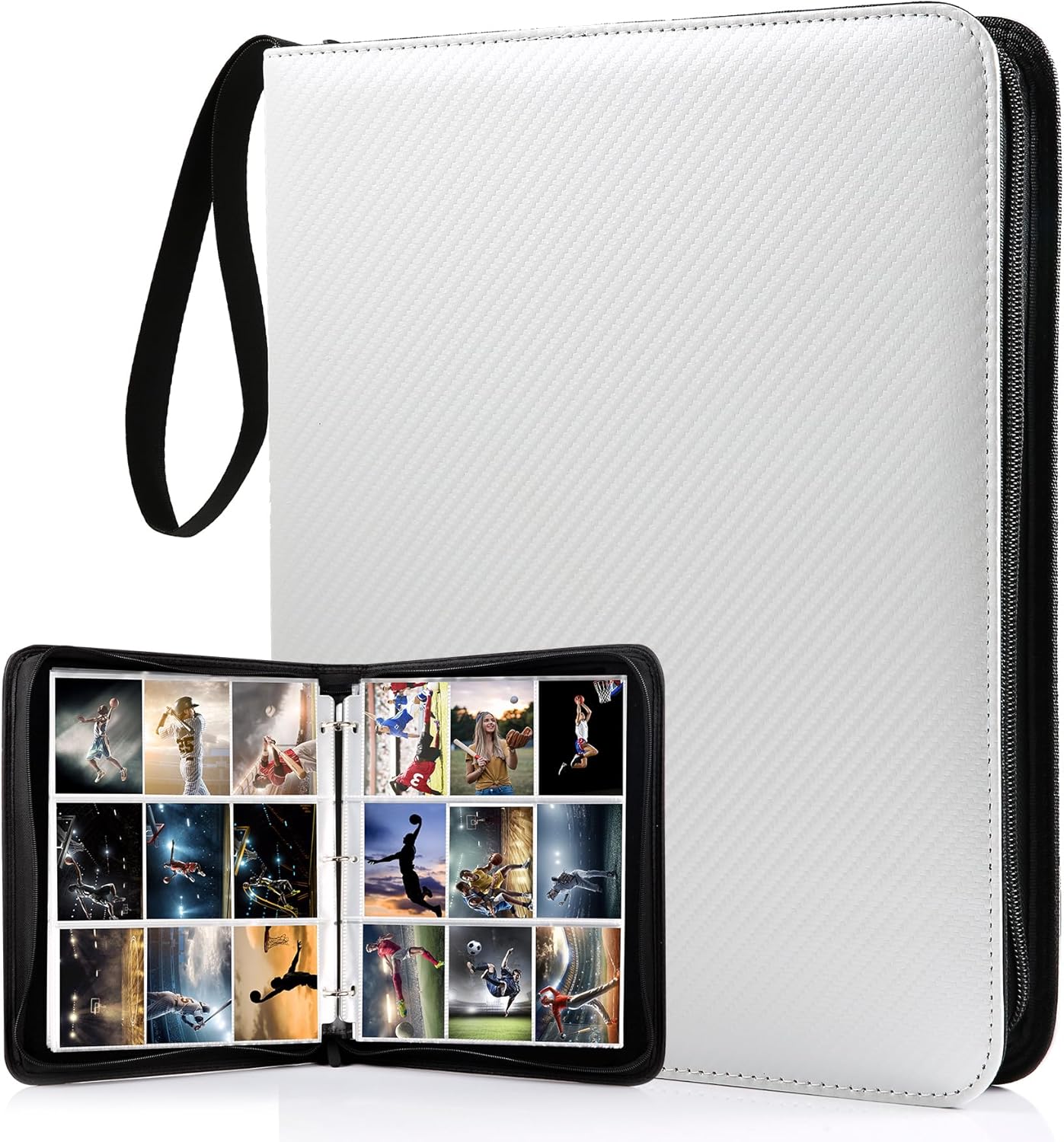 Binder Storage Box - 3-Ring-Sammelkartenalbum, 900 Fächer, Baseball-Kartenalbum mit Reißverschluss,