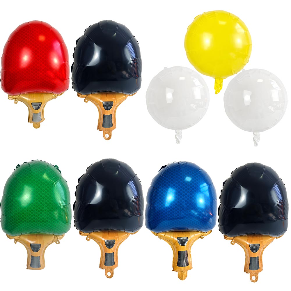 Conference Table Round - Tischtennisschläger-Folienballons, Mehrfarbige Pingpong-Schläger-Ballons mit Pingpong-Bällen, Sport-Themen