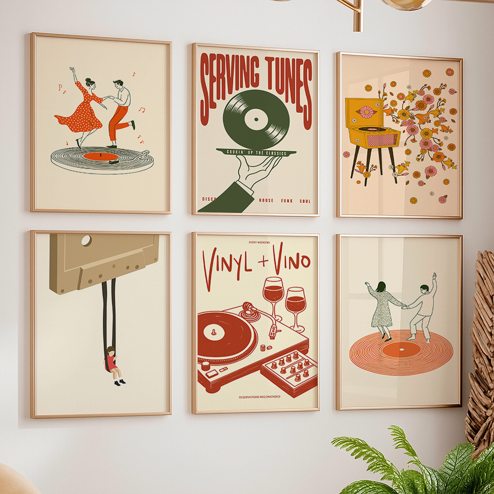 Office Furniture Direct - 1 Stück Vintage Musik Leinwand-Poster Ungerahmt