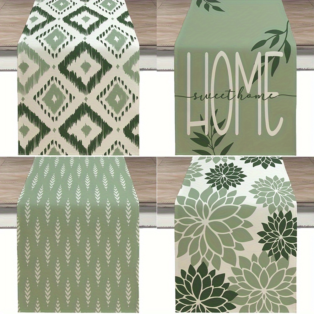 Office Furniture Hon - 1pcBohemian Style Green Floral Kitchen Table