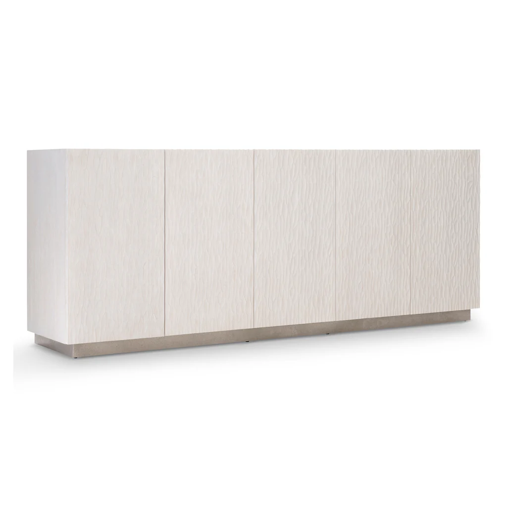 Office Furniture Credenza - Moderner weißer TV-Schrank mit Wellenstruktur, luxuriöse