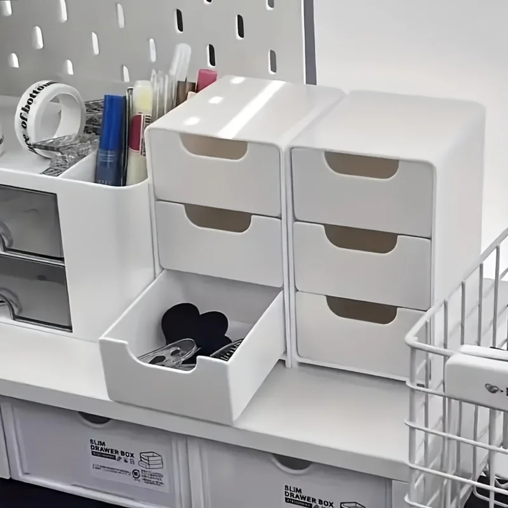 Pegboard Office Organizer - Schicker 3-stufiger Schreibtisch-Organizer mit Schubladen -