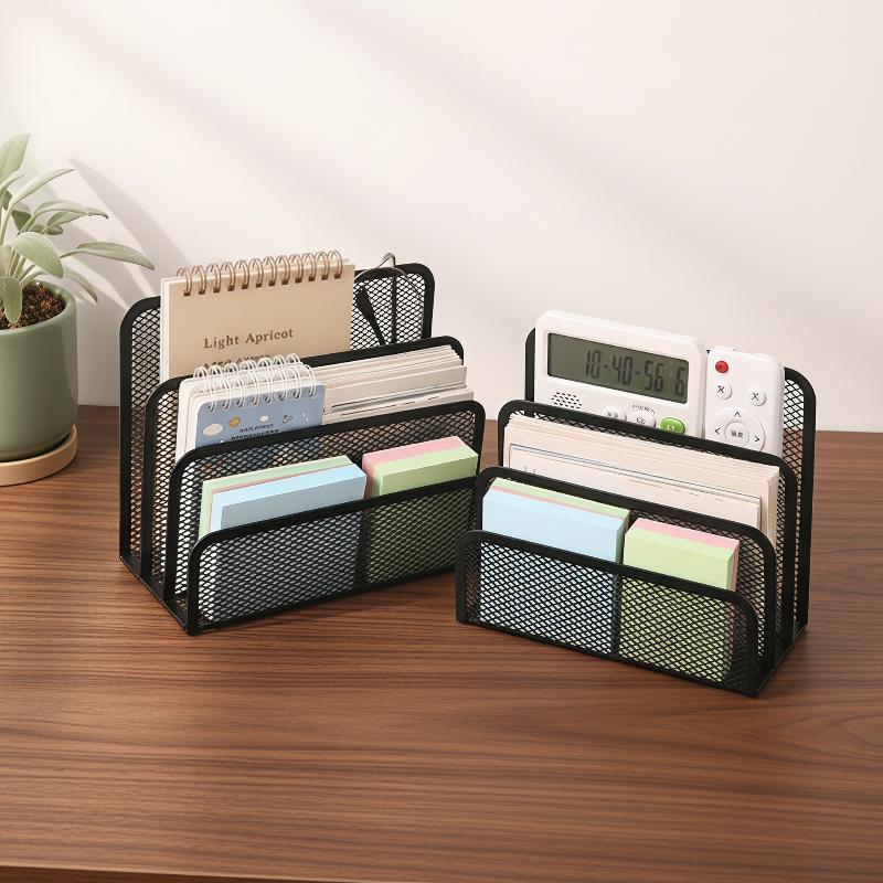Pegboard Office Organizer - Schwarzer Metall-Netz 3-stufiger Schreibtisch-Organizer, Ablage für