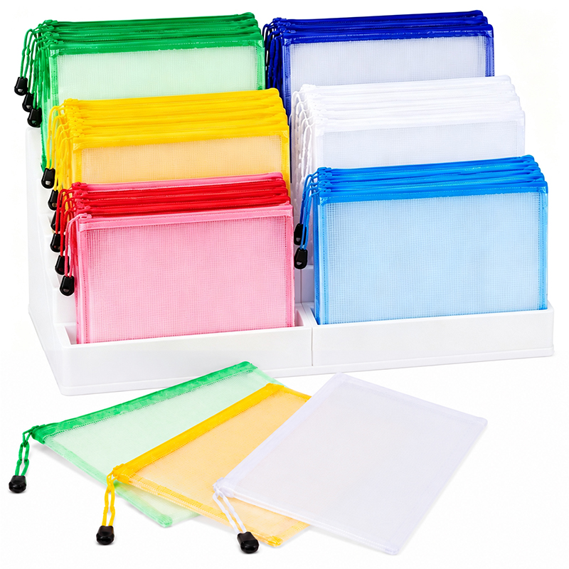 Binder Storage Box - 5/20 Stück A4/A5 Netz-Reißverschlusstaschen, transparente und