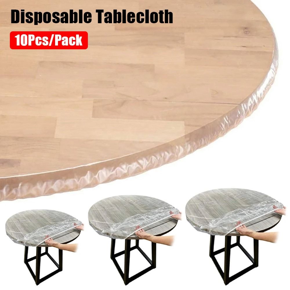 Conference Table Round - 10 Stück verdickte PE-Einweg-Tischdecke, fettdicht, elastische