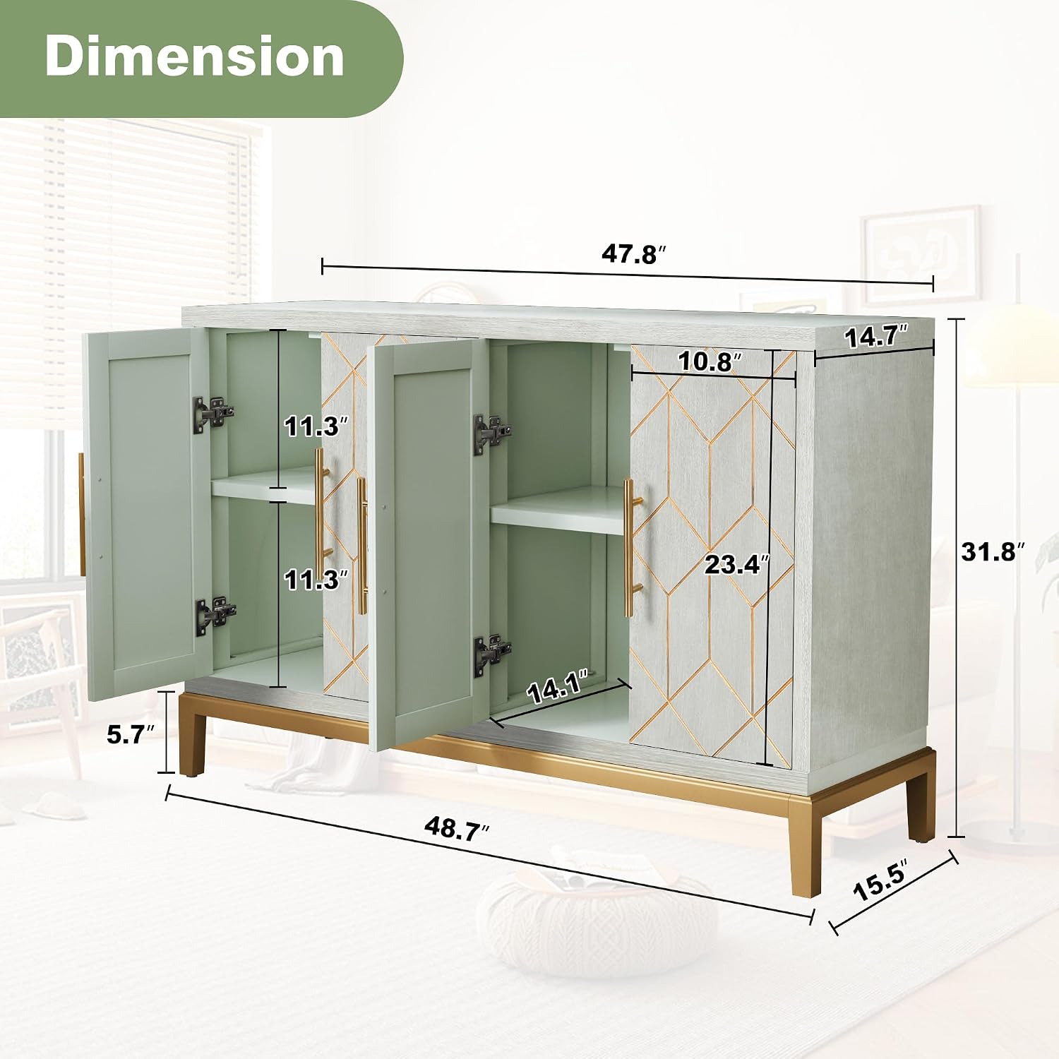 4-türiger Akzentschrank, moder – Office Furniture Credenza Bewertung und Preis