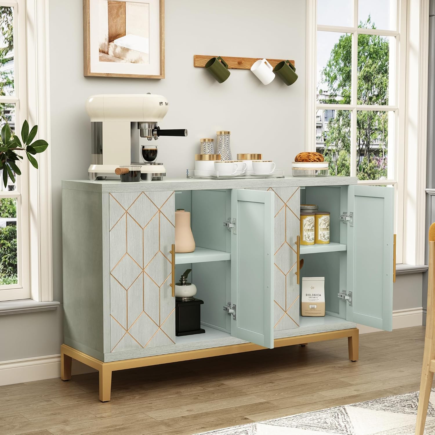 4-türiger Akzentschrank, moder – Office Furniture Credenza Bewertung und Preis
