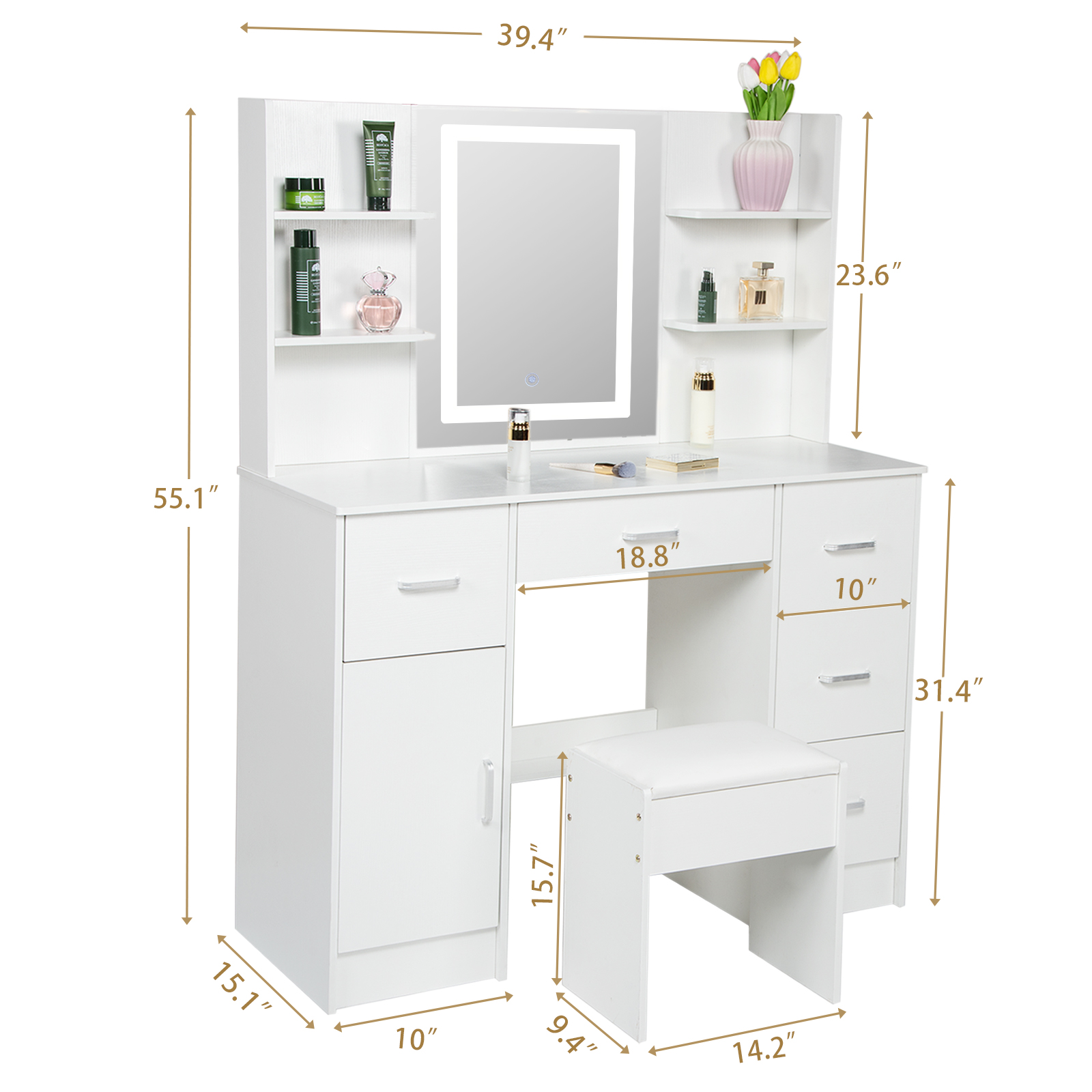 LED-beleuchteter Schminktisch- – Office Furniture Credenza Bewertung und Preis